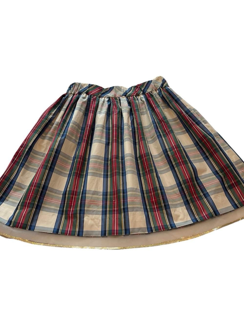 Crewcuts Plaid Circle Skirt Plaid Tartan Cream Navy & Red NWT Girls Size 12